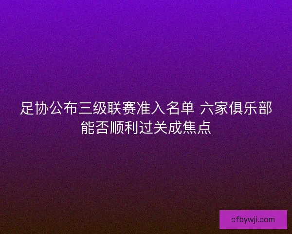 足协公布三级联赛准入名单 六家俱乐部能否顺利过关成焦点